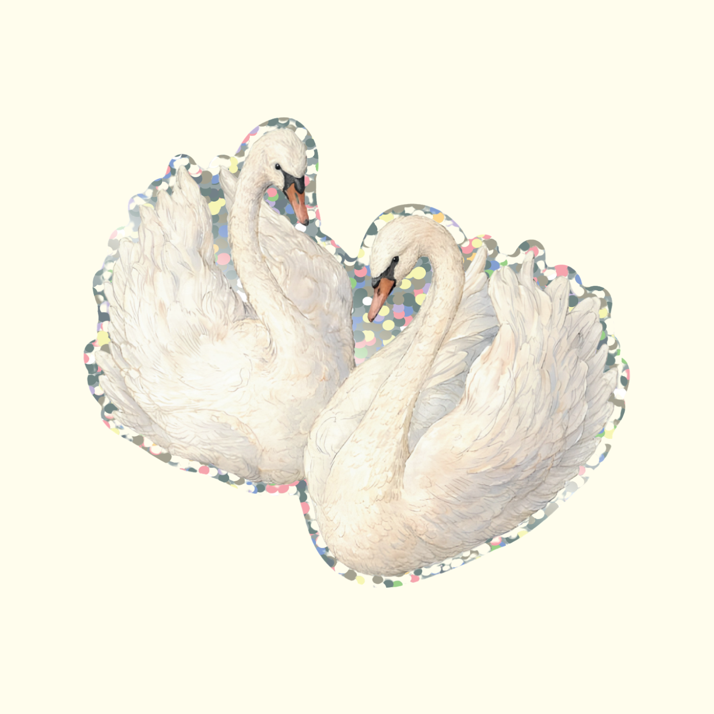Glitter Vinyl Sticker: Swans