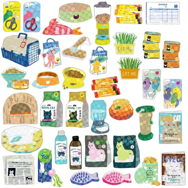 Mini Decoration Sticker Box: Cat Supplies