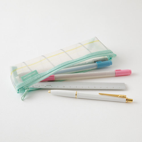 Mesh Pencil Case: Mint Check Small