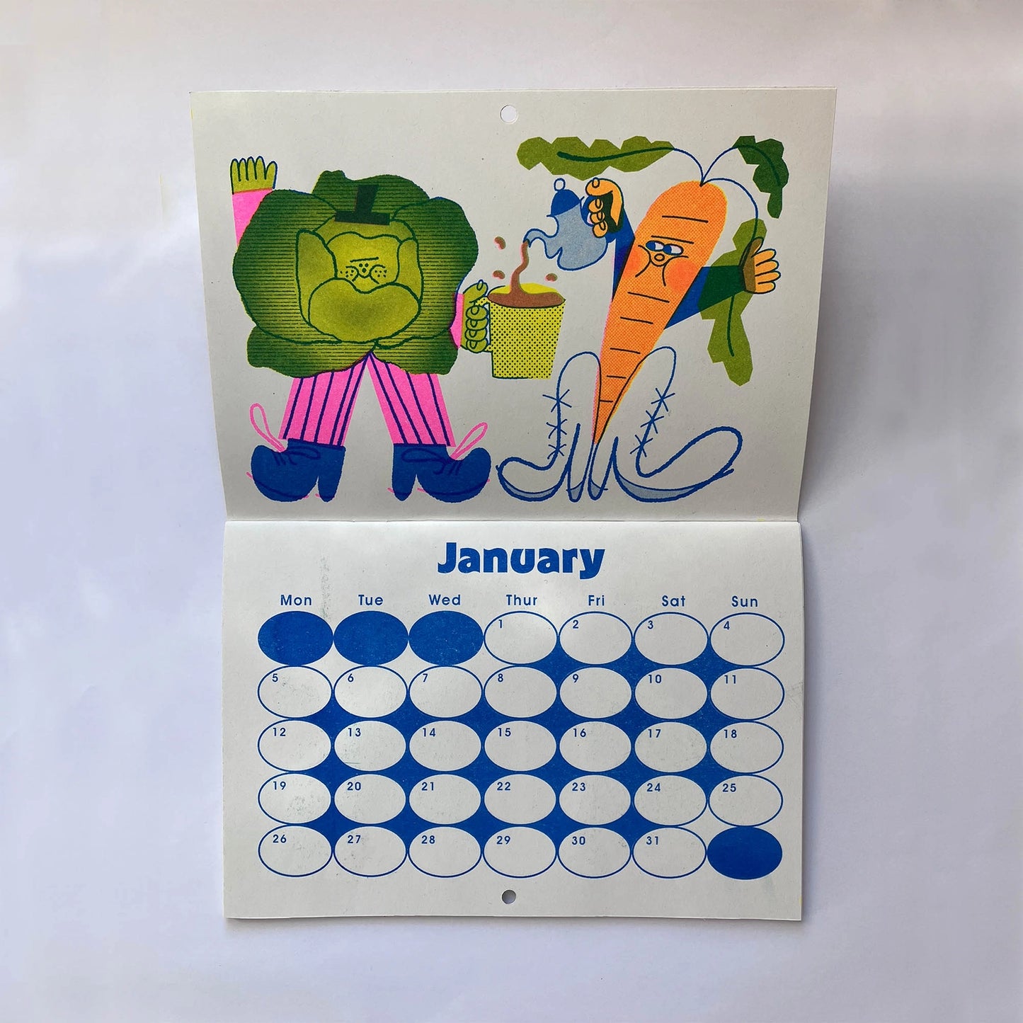 Seasonal Fruit and Veg Risograph 2026 Calendar