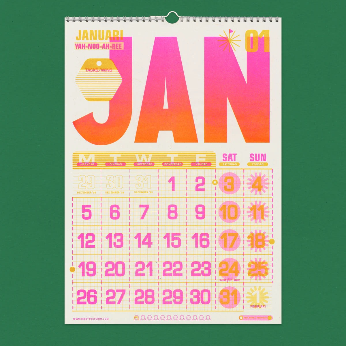 Risotto A3 Calendar 2026