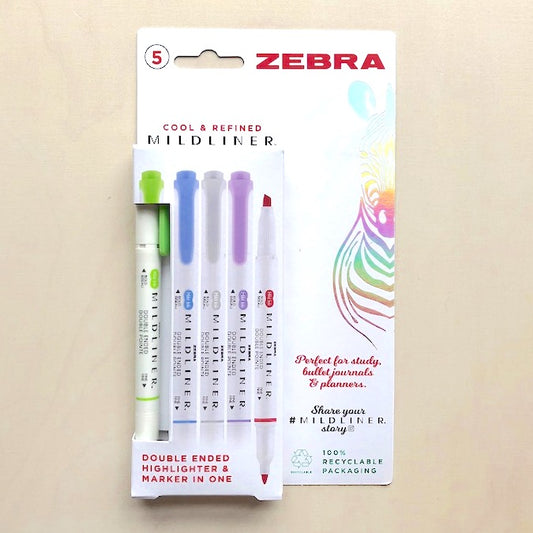 Mildliner Dual Tipped Highlighter 5 Pack: Cool & Refined