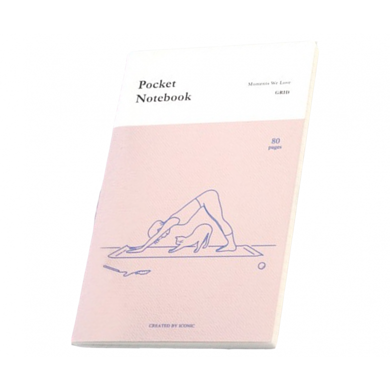 Pocket Notebook - Yoga Cat (grid)