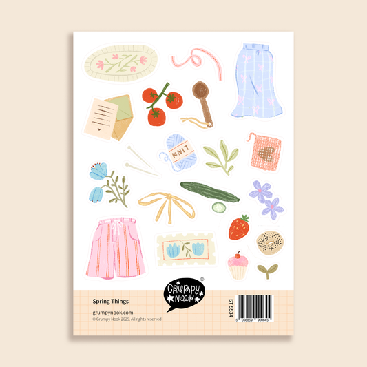 Grumpy Nook Sticker Sheet: Spring Things
