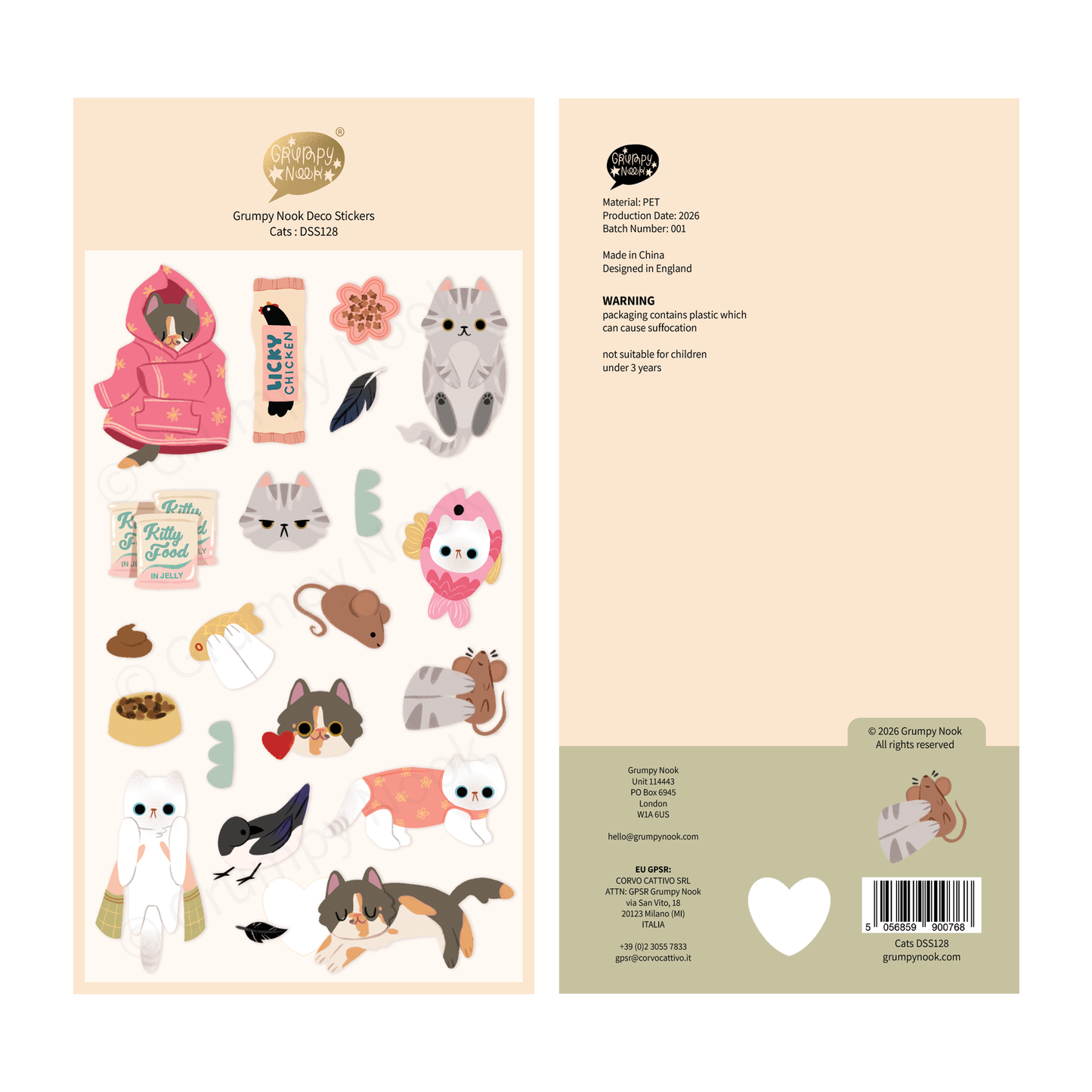 Grumpy Nook Deco Sticker Sheet: Cats