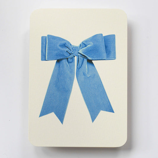 Baby Blue Velvet Bow Greeting Card