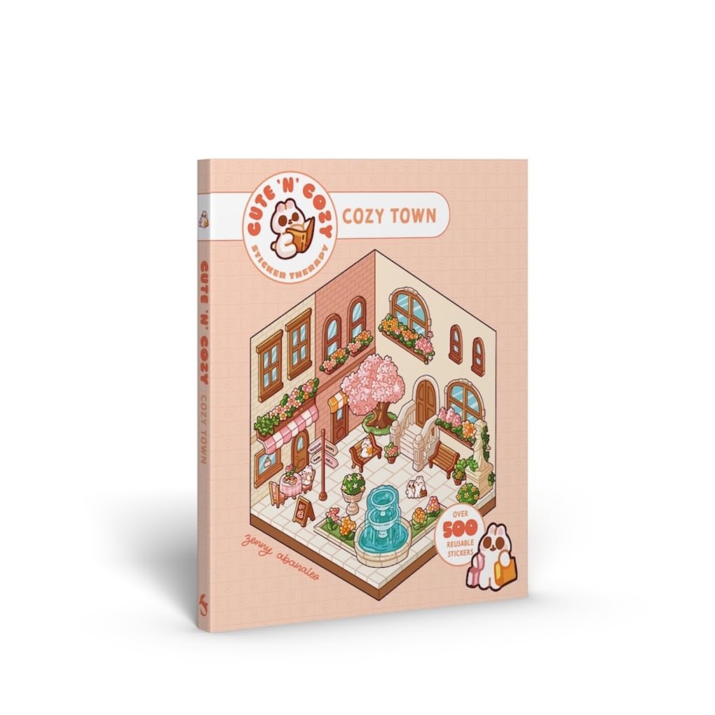 Cute 'n' Cozy Sticker Therapy Book: Cozy Town
