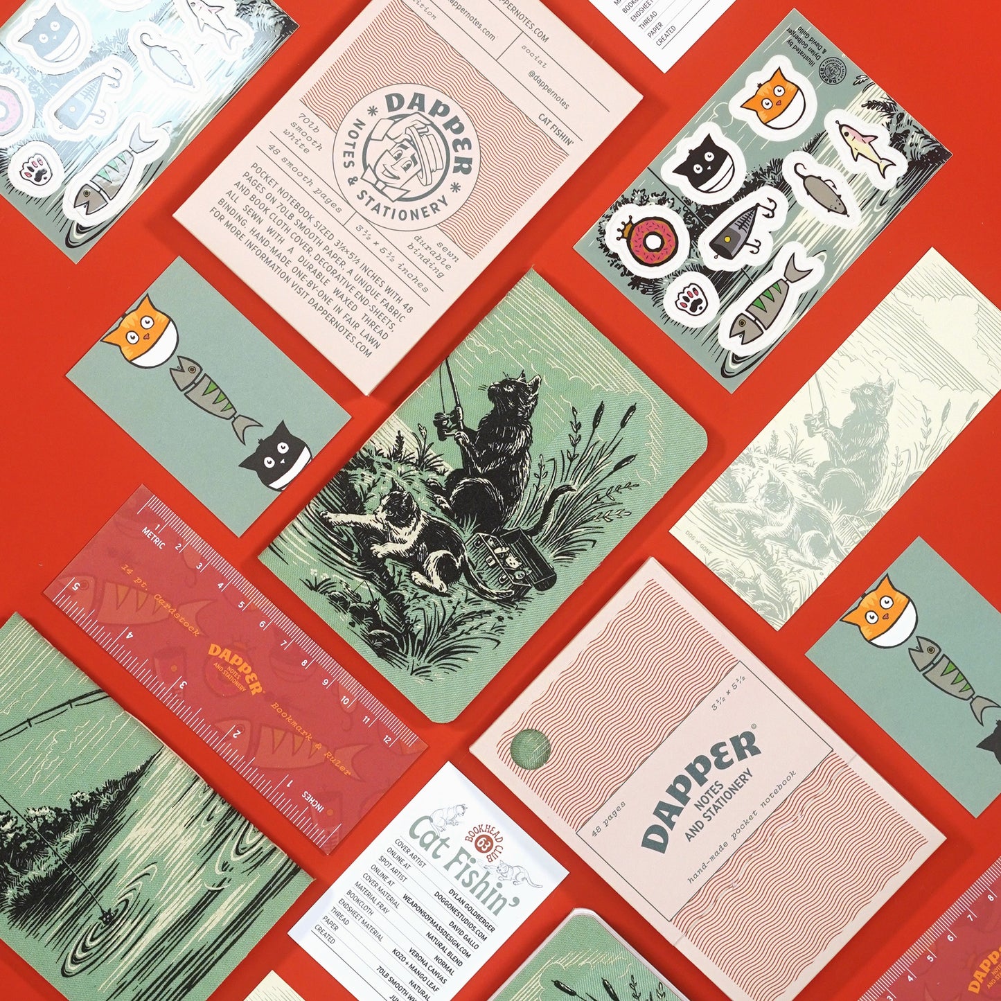 Dapper Notes Limited Edition Notebook: Cat Fishin'