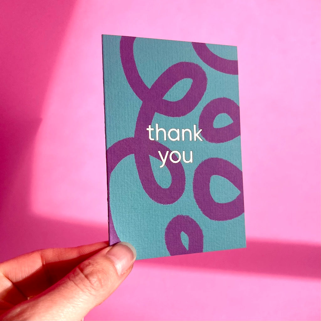 Thank You Mini Card | Doodles Sky Blue & Lilac