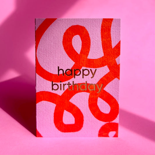 Happy Birthday Mini Card | Pink & Red Doodles