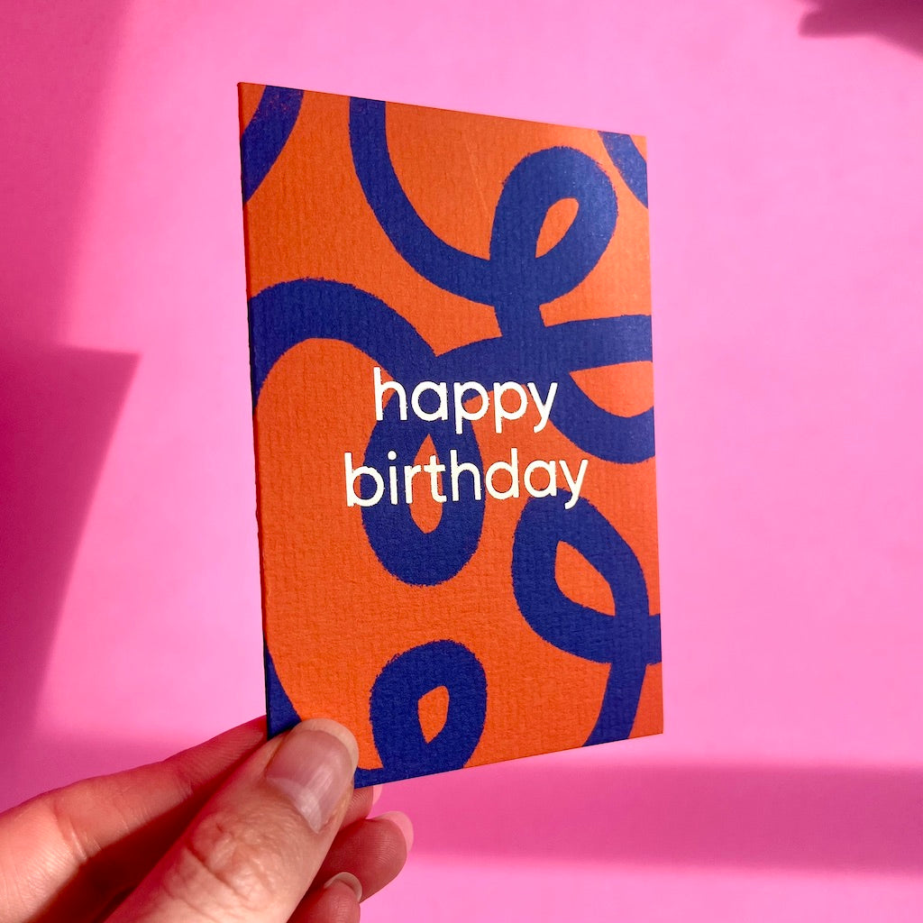 Happy Birthday Mini Card | Red & Blue Doodles
