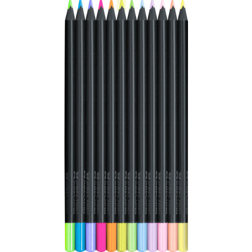 Faber-Castell Black Edition Neon & Pastel Colouring Pencils 12 Pack