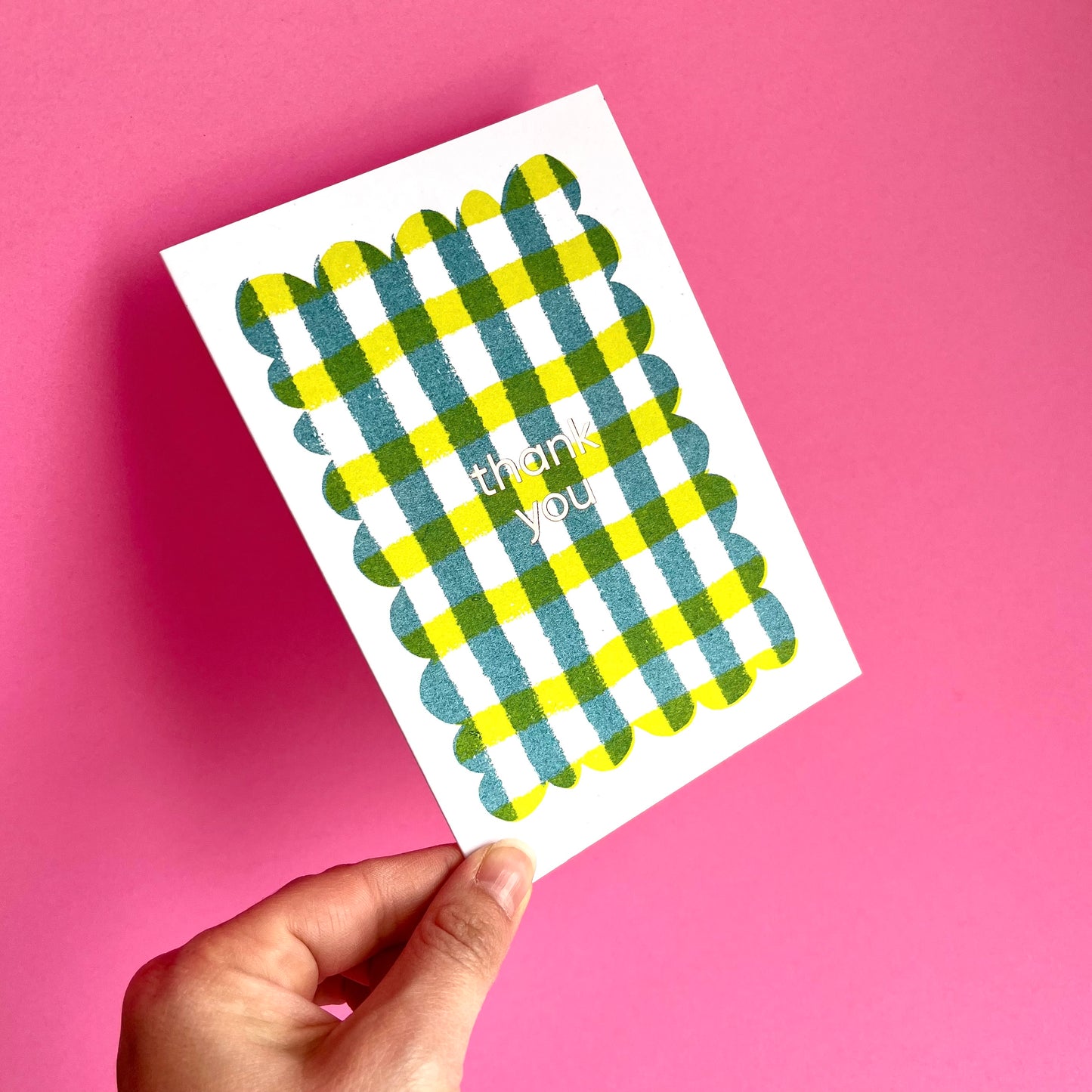 Thank You Card | Green Gingham