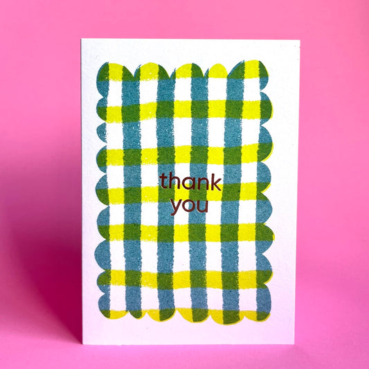 Thank You Card | Green Gingham