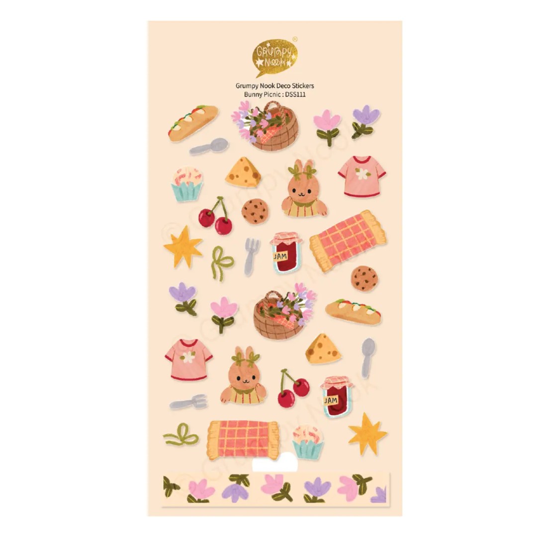 Grumpy Nook Sticker Sheet: Bunny Picnic