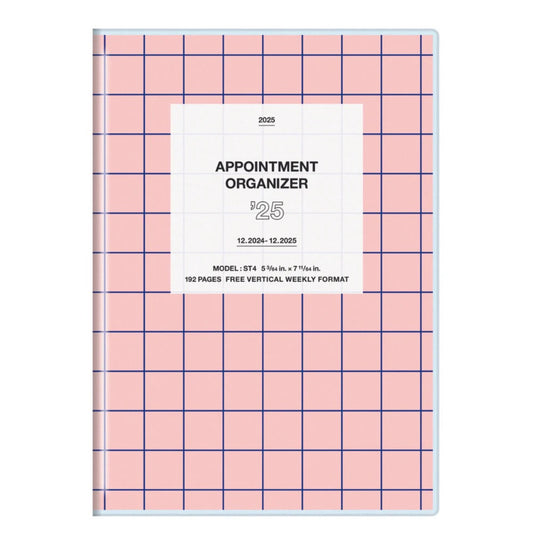 Appointment Organiser 2025: Pink Grid