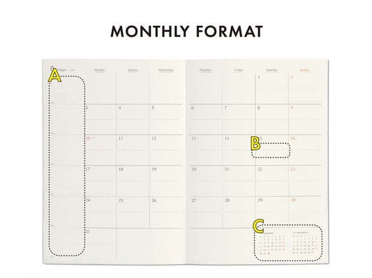Hightide Cotton Monthly Diary 2026 (VARIOUS COLOURS)