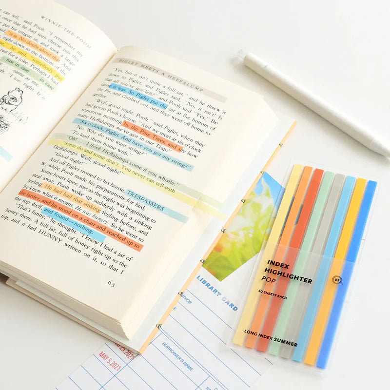Index Long Highlighter Strips (VARIOUS COLOURS)