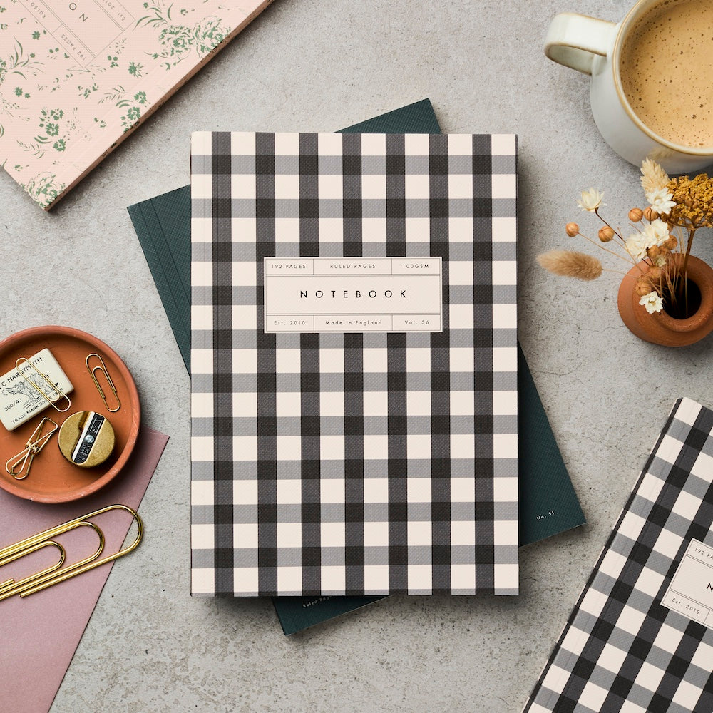 Katie Leamon Ruled Lay Flat Notebook: Gingham