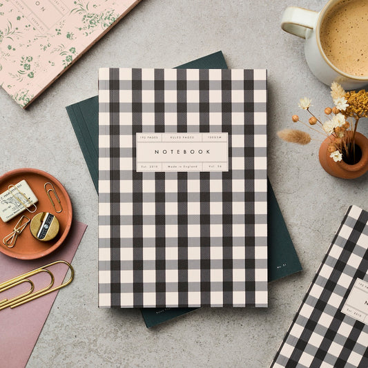 Katie Leamon Ruled Lay Flat Notebook: Gingham