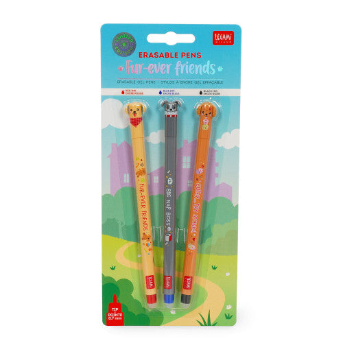 Legami Fur-Ever Friends: Set of 3 Erasable Pens