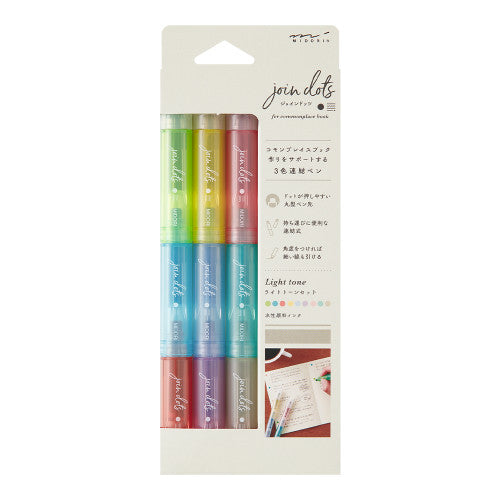 Midori Connecting Pen Join Dots 3-pack: Light Tone
