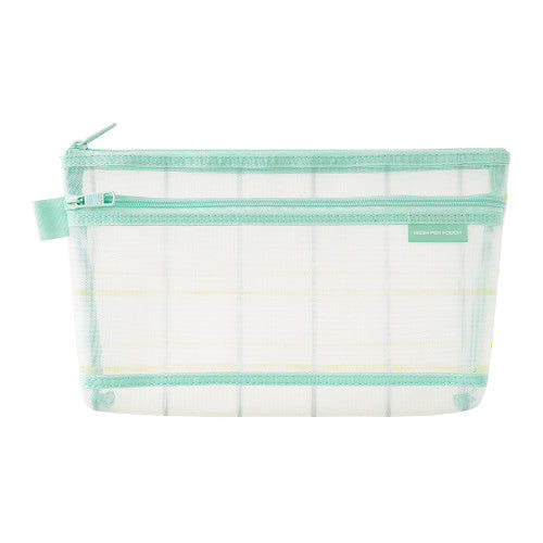 Mesh Pencil Case: Mint Check Large