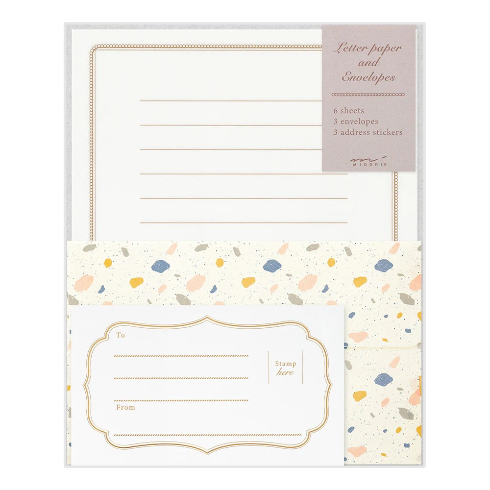 Midori Letter Paper & Envelope Set: Terrazzo