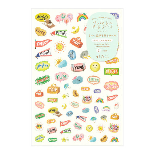 Midori Yuru Log Sticker Set: Feeling