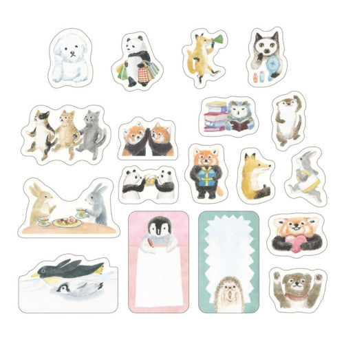 Midori Yuru Log Sticker Roll: Animal Emotions