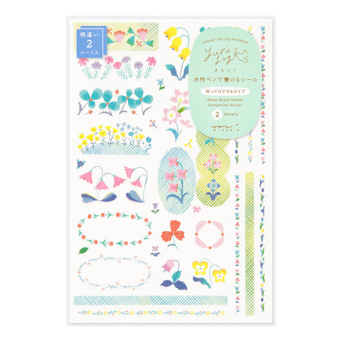 Midori Yuru Log Sticker Set: Floral