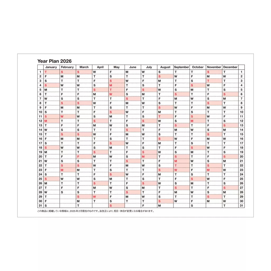 Notebook Calendar 2027: Extra Small
