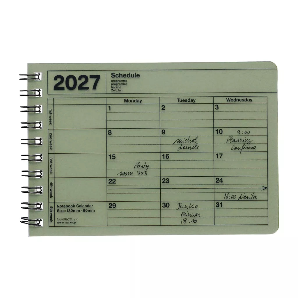 Notebook Calendar 2027: Extra Small