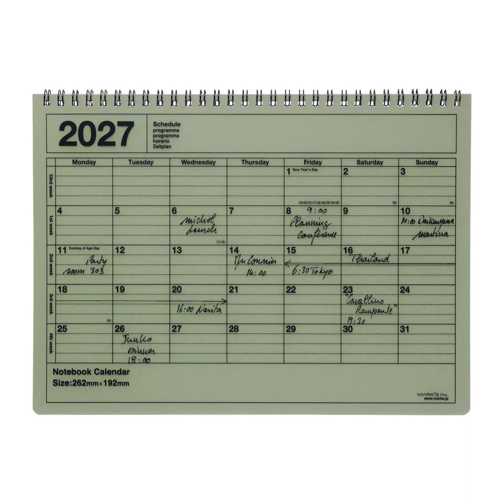 Notebook Calendar 2027: Medium