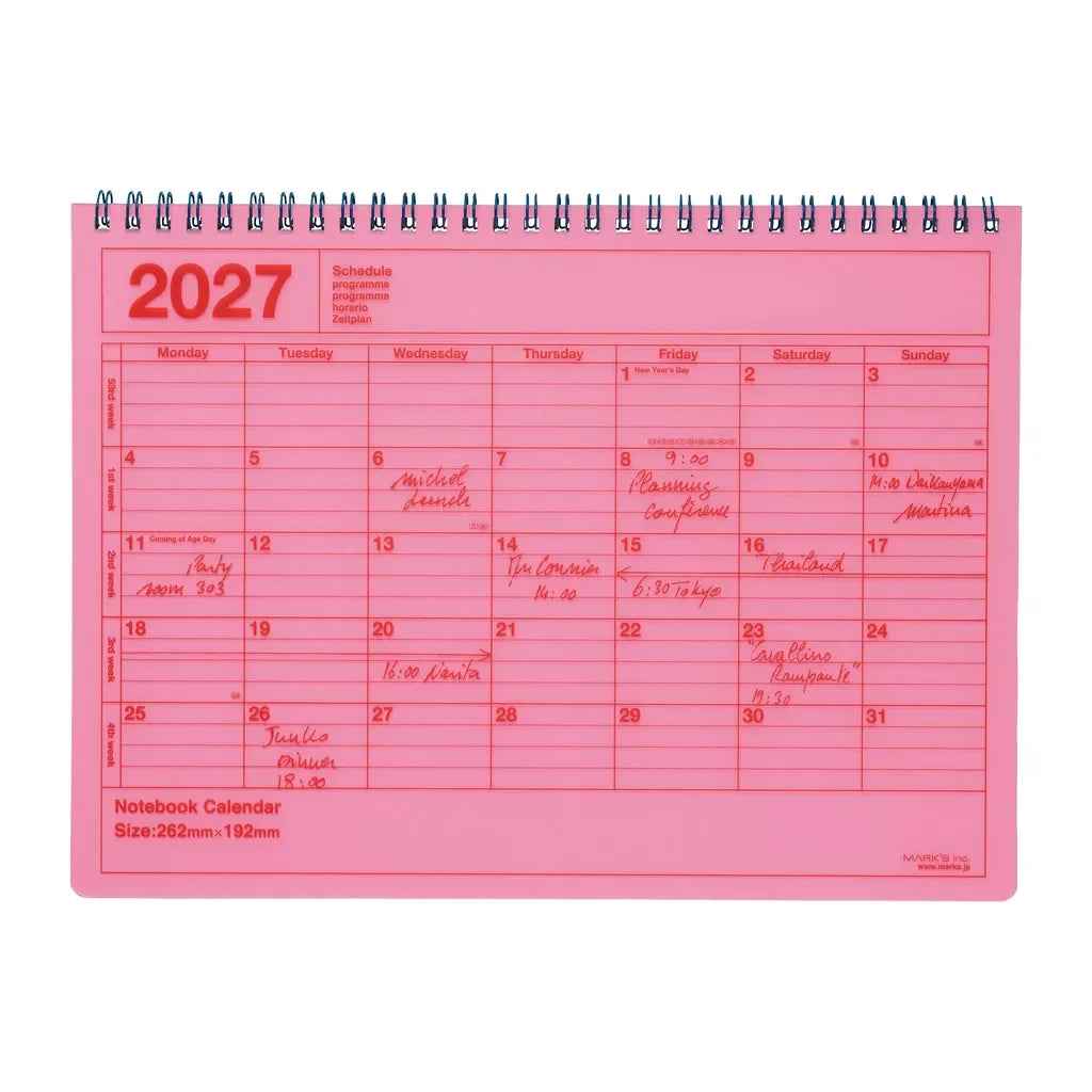 Notebook Calendar 2027: Medium