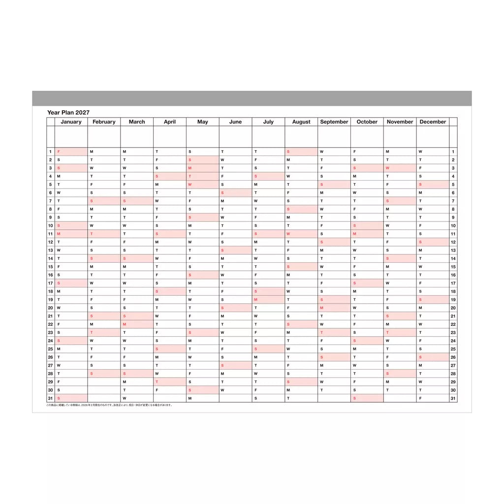 Notebook Calendar 2027: Medium