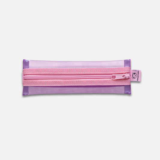 Mesh Pencil Case with Strap: Pink/Purple