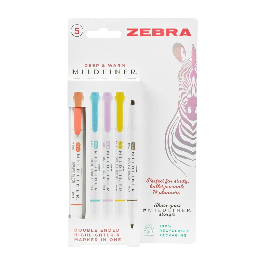 Mildliner Dual Tipped Highlighter 5 Pack: Deep & Warm