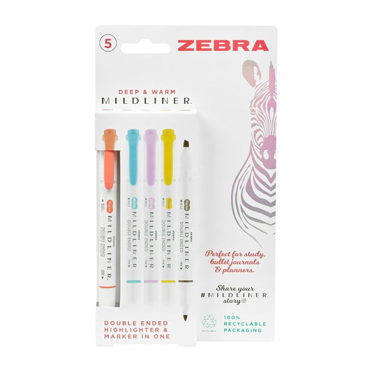 Mildliner Dual Tipped Highlighter 5 Pack: Deep & Warm