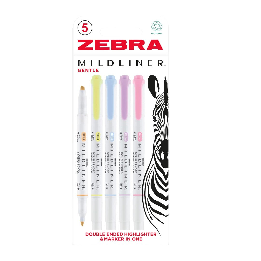 Mildliner Dual Tipped Highlighter 5 Pack: Gentle