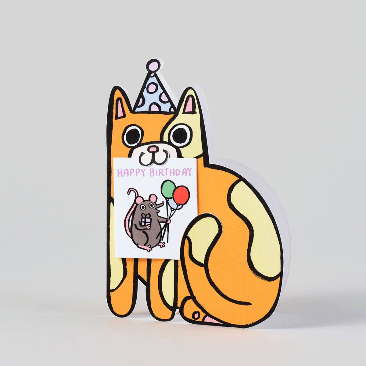 Cat with Mini Card Birthday Card