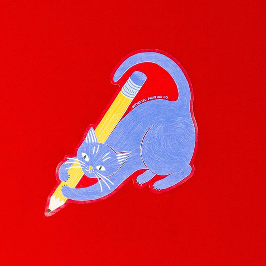 Pencil Cat - Clear Sticker