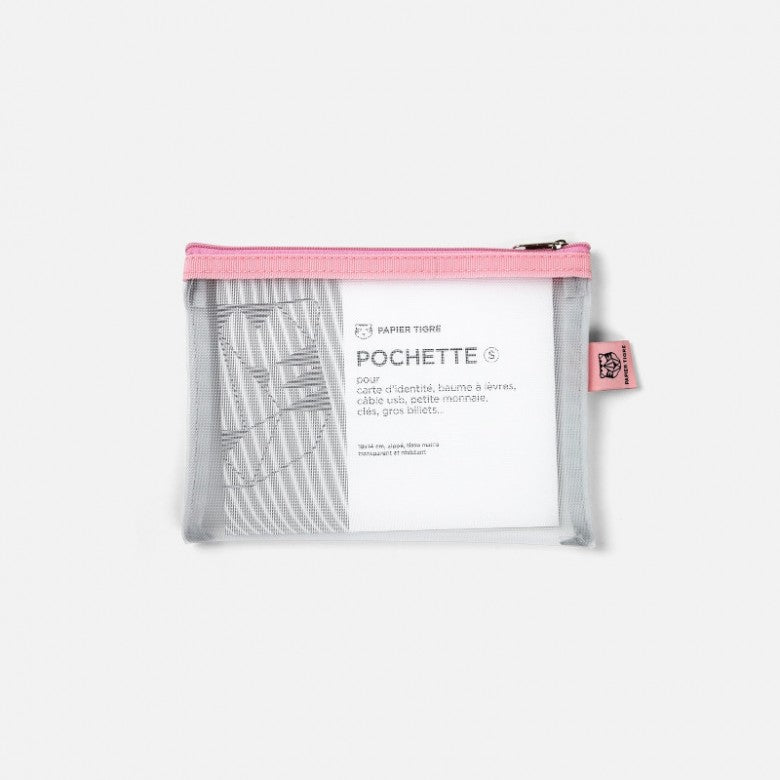 Mesh Pouch Small: White/Pink
