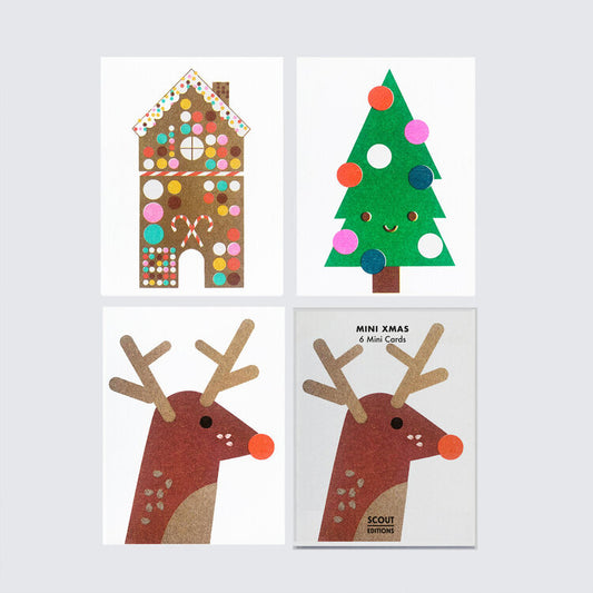 Mini Riso Xmas Card Set: Gingerbread, Xmas Tree, Rudolph