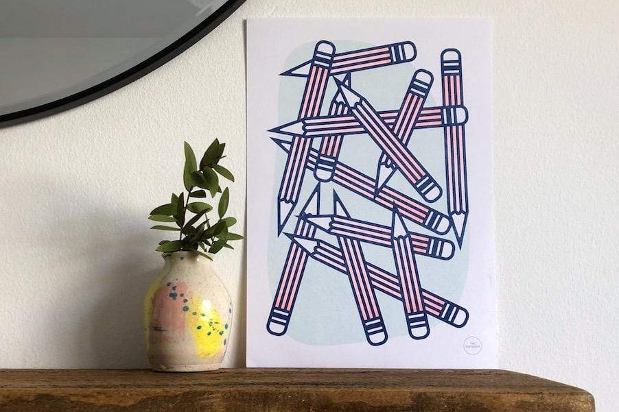 The Stationer Print “Pick Up Pencils” Risograph A4 Print